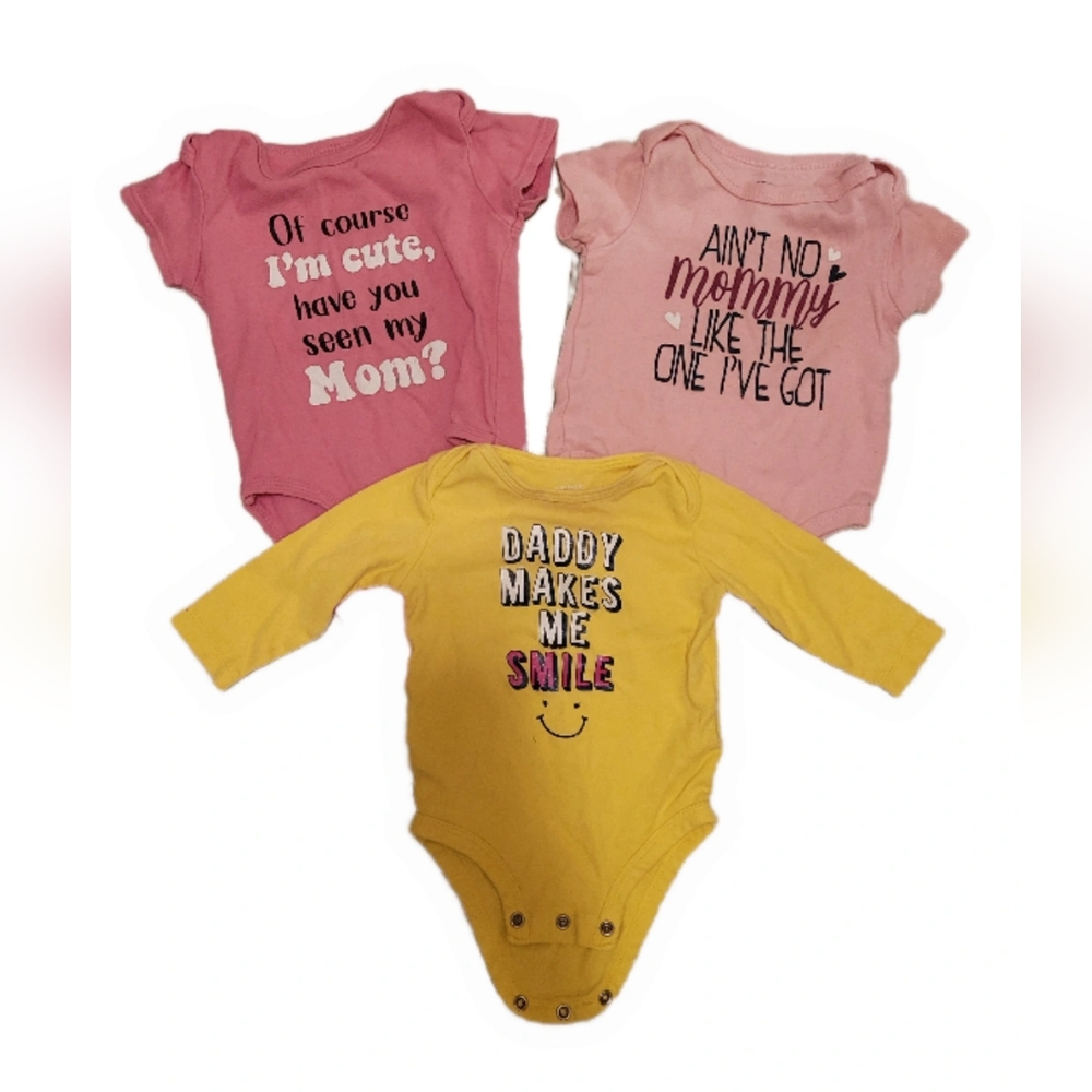 6-9month Cute Pink and Yellow Baby Onesies Set